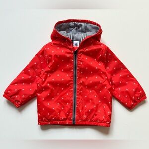 Petit Bateau Kids Unisex Red Sailboat Print Fleece-Lined  Jacket - Size 18M